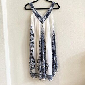Shoreline Women’s Pullover Dress Sleeveless Gauzy Beachy Boho Free Size White